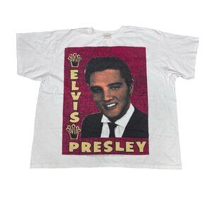 Elvis Presley Mosquitohead Graphic TShirt White Pink Print Roamans 3XL Vintage